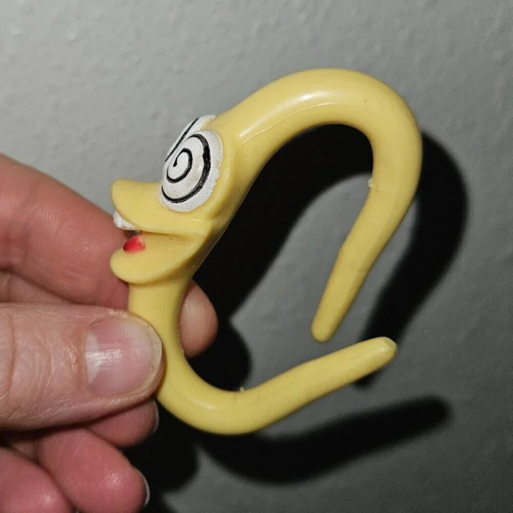VTG Bendy Toy Bendable Hair Tie Accessory? Spiral Eyes Face Wacky Hair Day